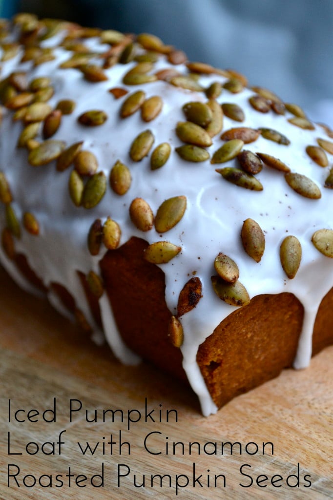 Iced Pumpkin Loaf with Cinnamon Roasted Pumpkin Seeds