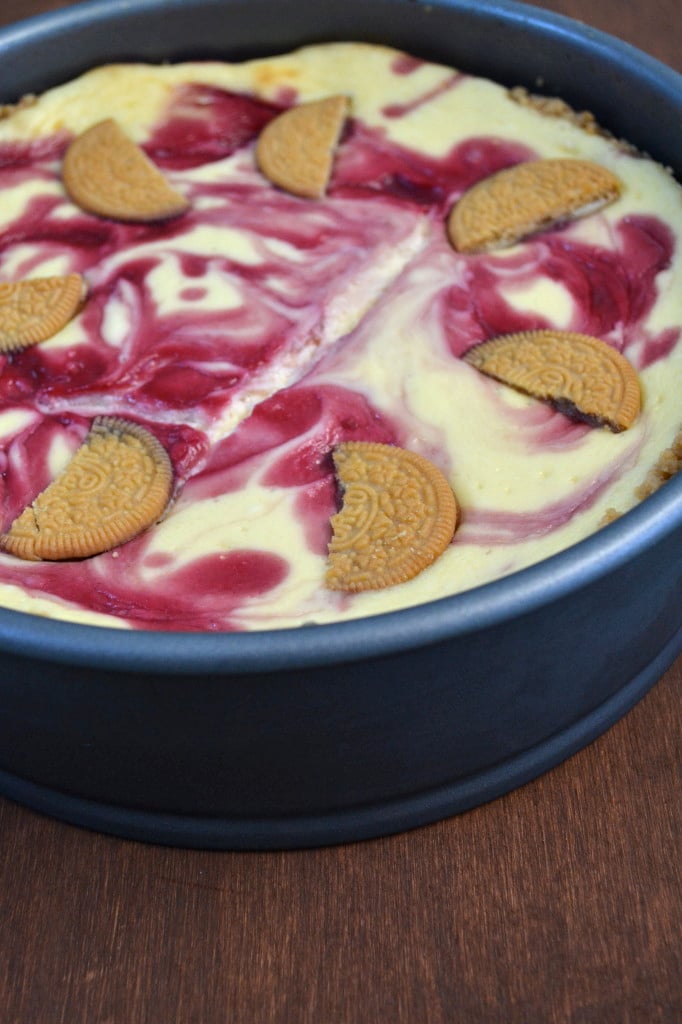 This Golden Oreo Crust Raspberry Cheesecake is quite the decadent treat! If you want to impress your friends and family with a delicious sinful dessert, you have to give them this!