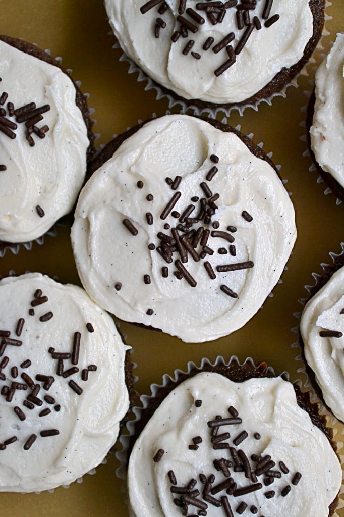 Rich Chocolate Cupcakes with Vanilla Bean Buttercream