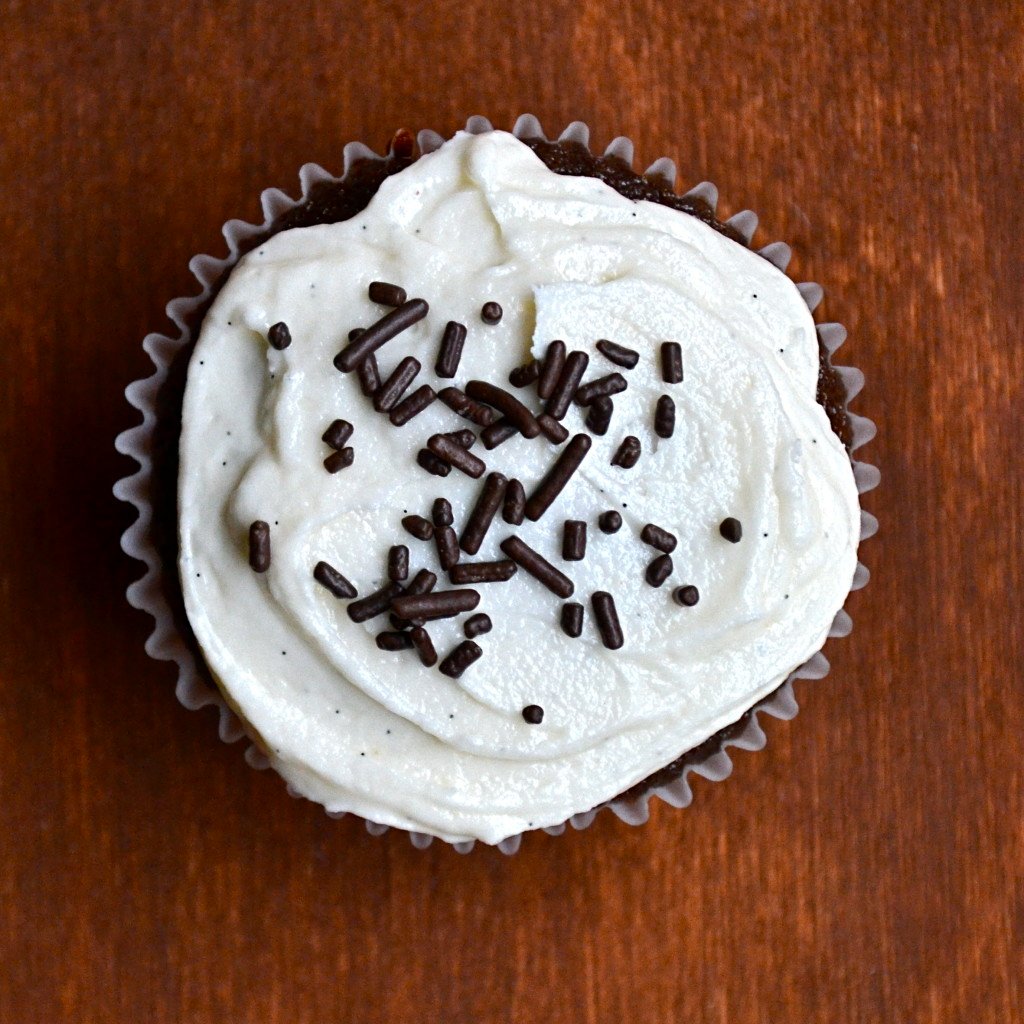 Rich Chocolate Cupcakes with Vanilla Bean Buttercream