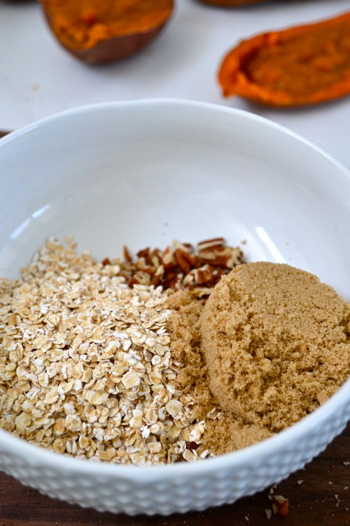 Twice Baked Yams with Oat Streusel Topping