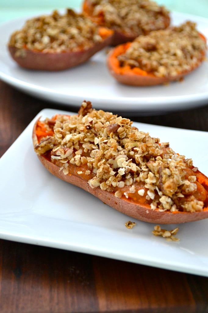 Twice Baked Yams with Oat Streusel Topping