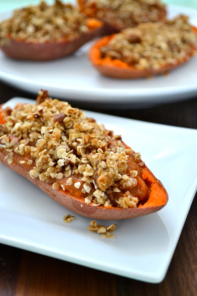 Twice Baked Yams with Oat Streusel Topping