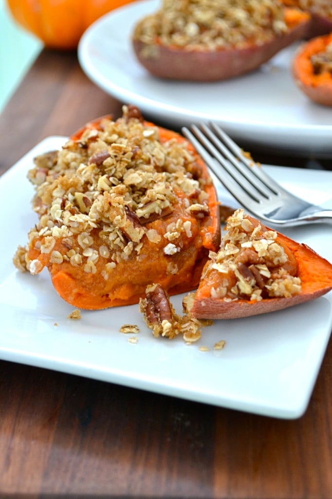 Twice Baked Yams with Oat Streusel Topping