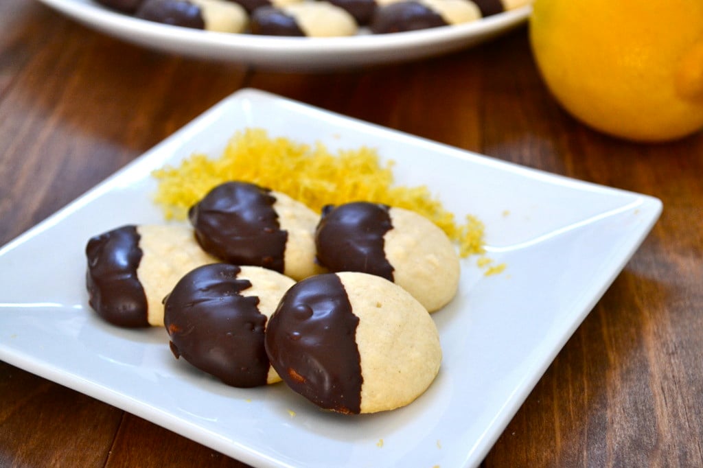 Chocolate Dipped Lemon Cloud Cookies