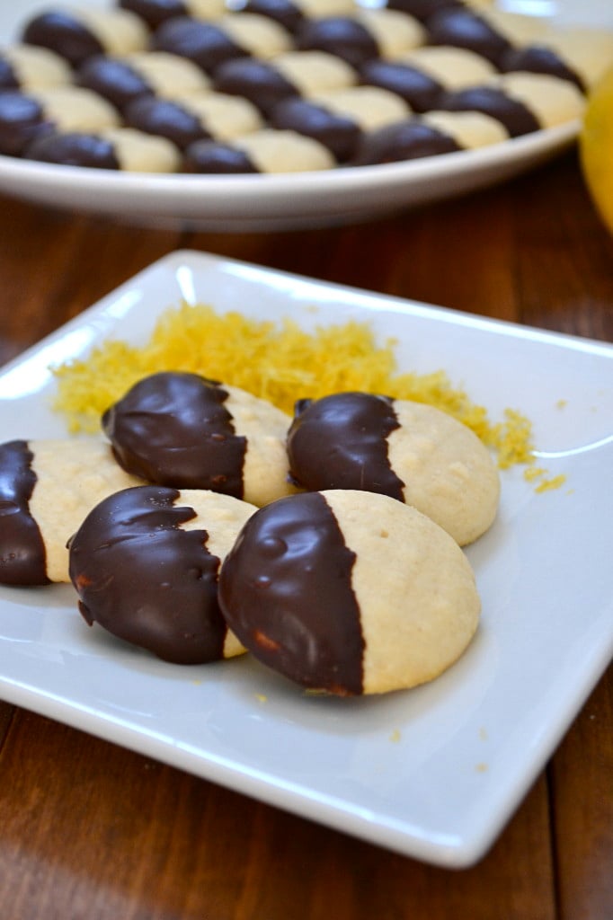 Chocolate Dipped Lemon Cloud Cookies