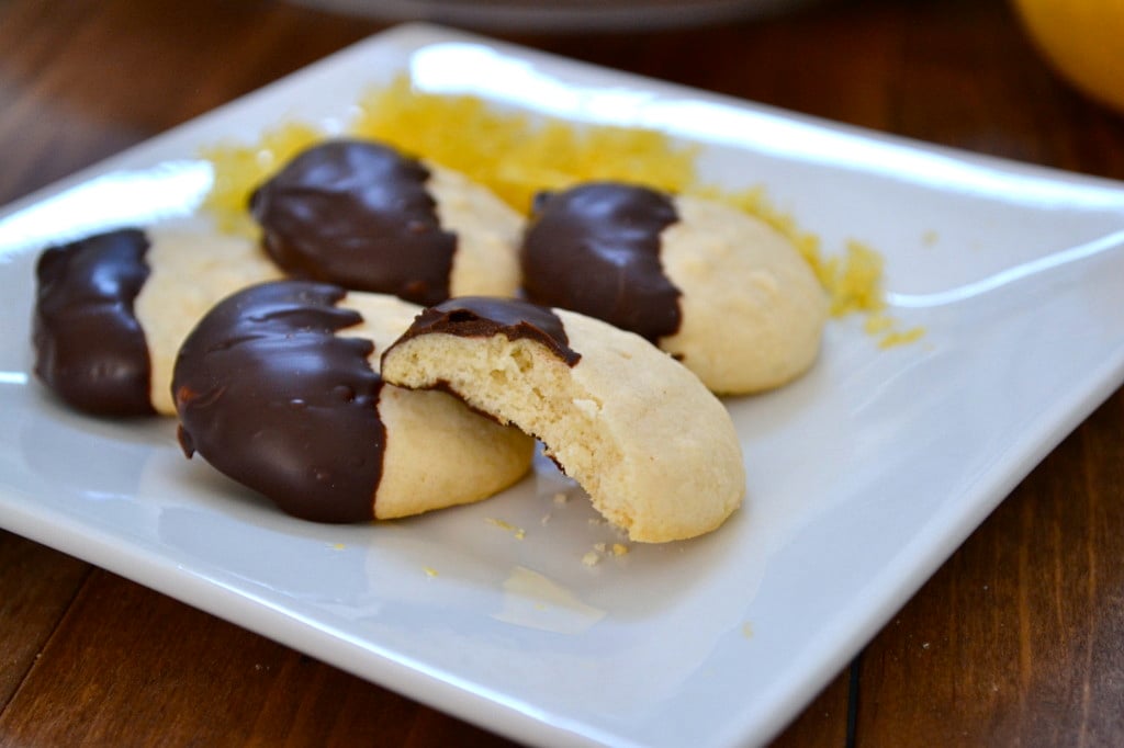Chocolate Dipped Lemon Cloud Cookies
