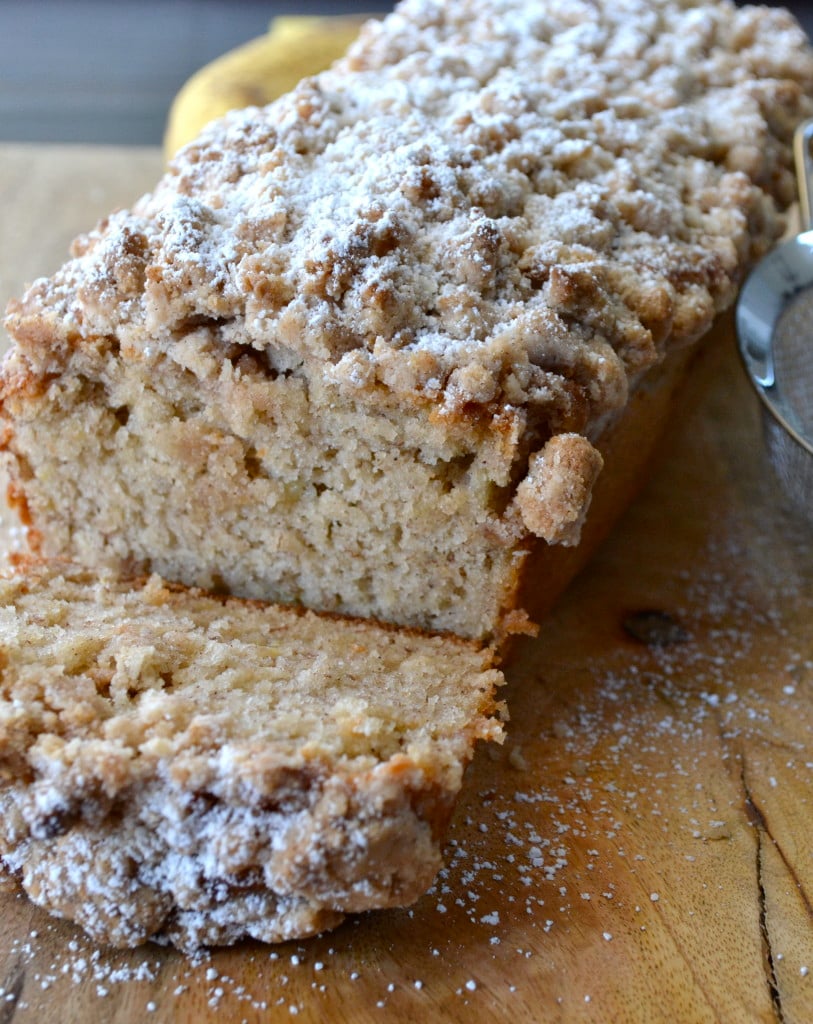 This Banana Bread with Crumb Topping is going to hit the spot! Perfect for when your bananas are about too ripe to eat alone!