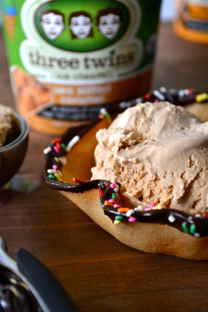 Homemade Sugar Cone Bowls & Three Twins Ice Cream