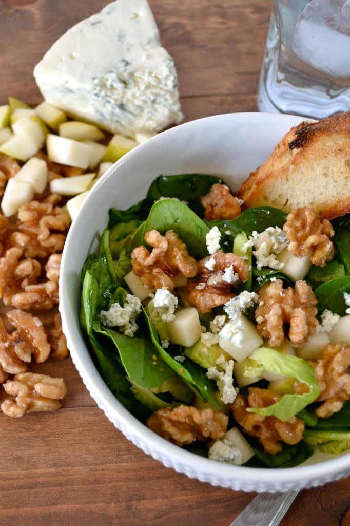 Shaved Brussel and Spinach Salad with Apple Cider Vinaigrette