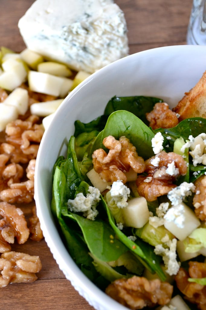 Shaved Brussel and Spinach Salad with Apple Cider Vinaigrette