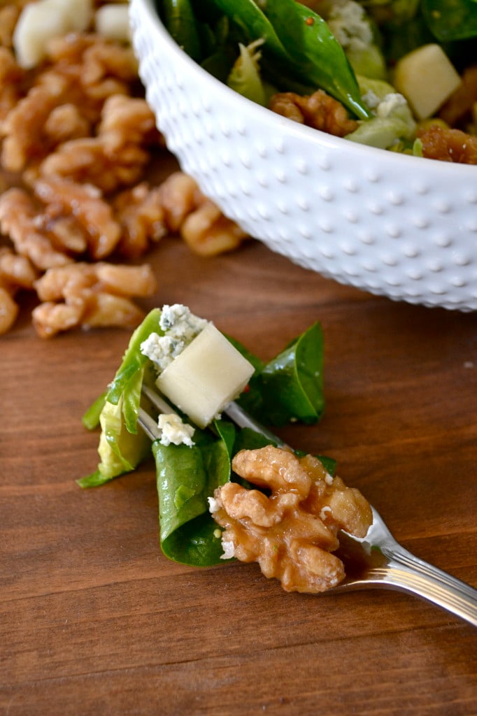 Shaved Brussel and Spinach Salad with Apple Cider Vinaigrette