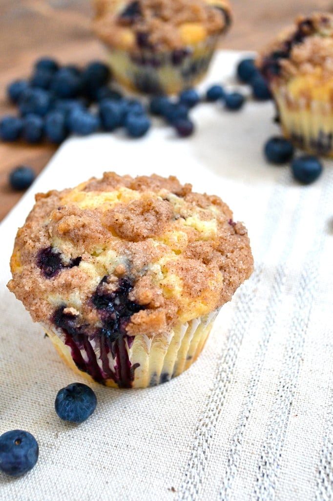 blueberry muffins with cinnamon streusel