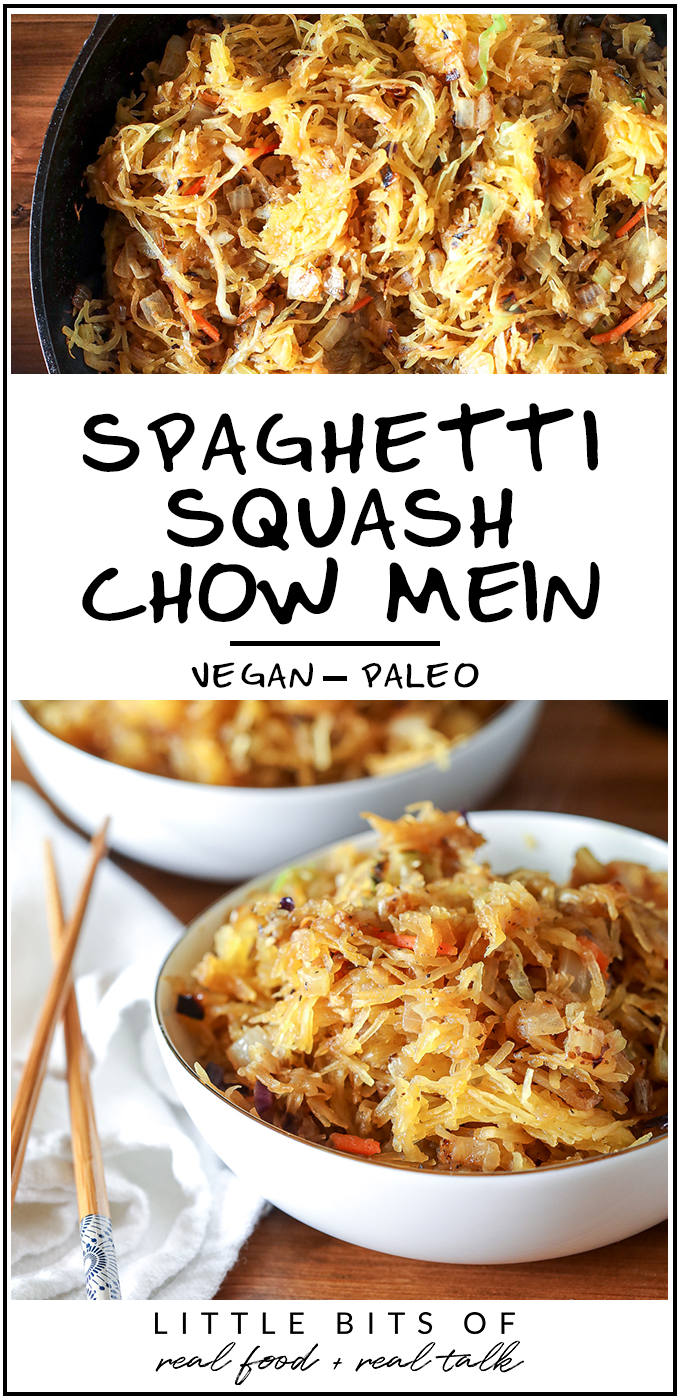 This Spaghetti Squash Chow Mein is so perfect if you are craving noodles but don't want to eat all those carbs! Whole30 and Paleo Compliant.