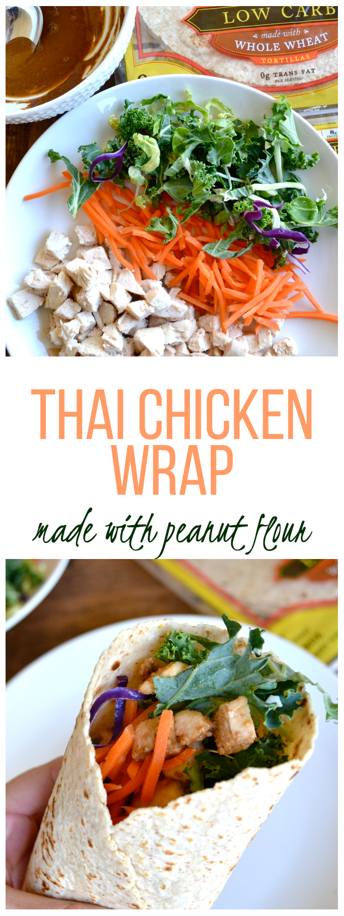 Thai Chicken Wrap - made with peanut flour and soy sauce!