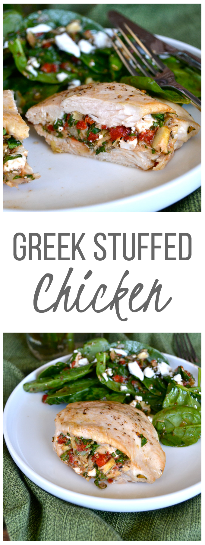 Greek Stuffed Chicken - A great simple chicken breast recipe filled with real food goodness!