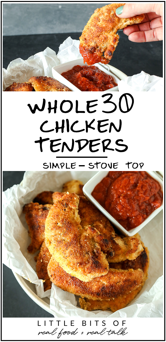 Whole30 chicken tenders - a quick paleo dinner that will get you through the Whole 30 challenge!