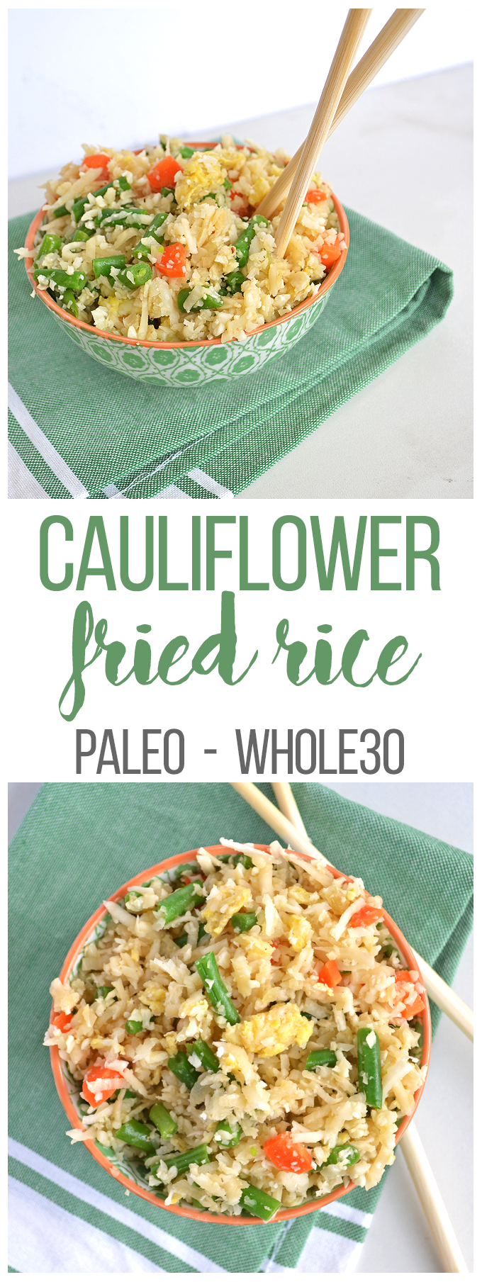 This Cauliflower Fried Rice is paleo & whole30 approved!! Super quick to throw together - click through for a video!
