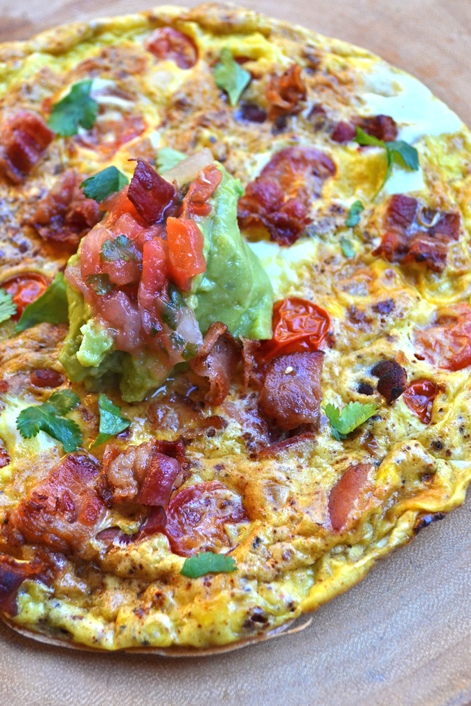 This Bacon Taco Frittata is super quick to whip together for a fiesta at breakfast! It is whole 30 approved and paleo and packed wit taco flavor!