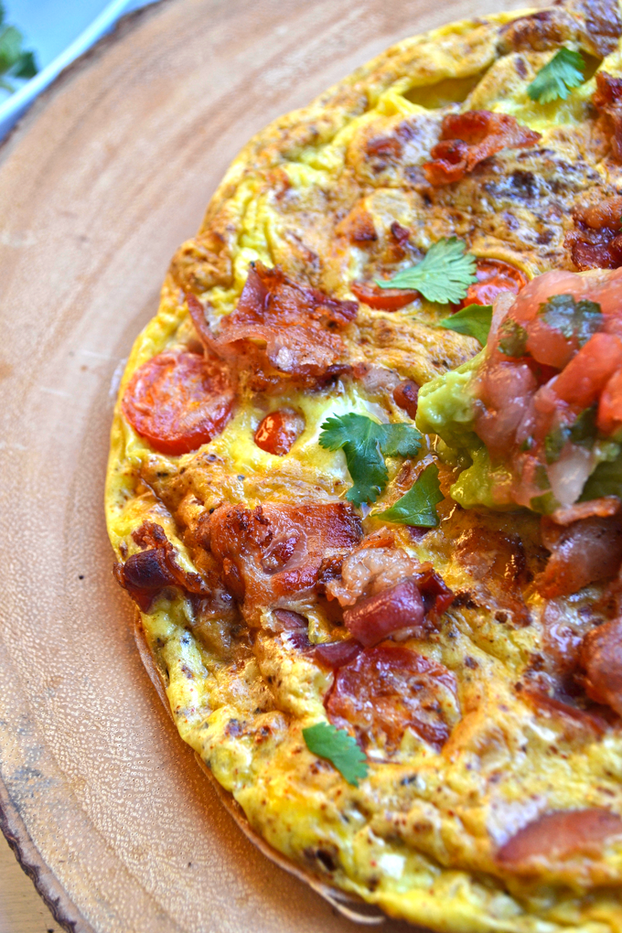 This Bacon Taco Frittata is super quick to whip together for a fiesta at breakfast! It is whole 30 approved and paleo and packed wit taco flavor!