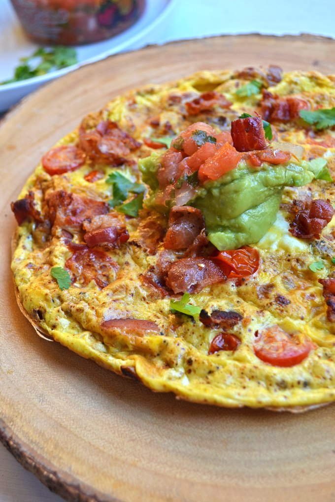 This Bacon Taco Frittata is super quick to whip together for a fiesta at breakfast! It is whole 30 approved and paleo and packed wit taco flavor!