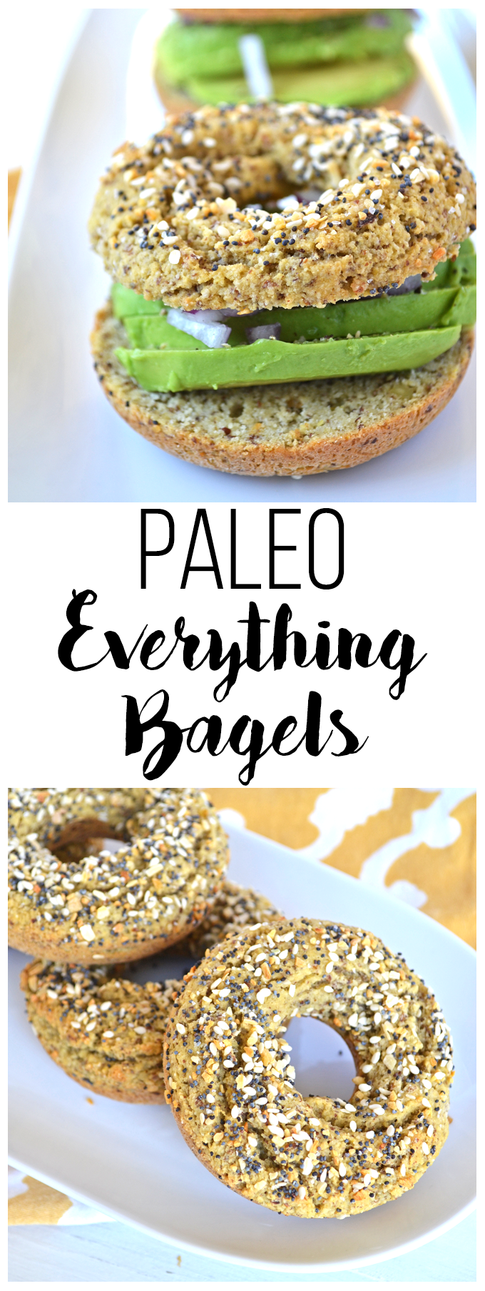 Paleo Everything Bagels! These bagels come together in one bowl and 30 minutes! Perfect alternative on a paleo diet!