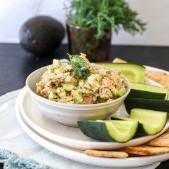 This Avocado Dill Tuna Salad is a delicious lunch option that is full of great veggies, healthy fat and protein!