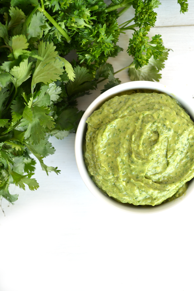 This Avocado Chimichurri is perfect for so many things! From a dip to spread to a sauce for meat, it is so versatile and also whole30 & paleo! 