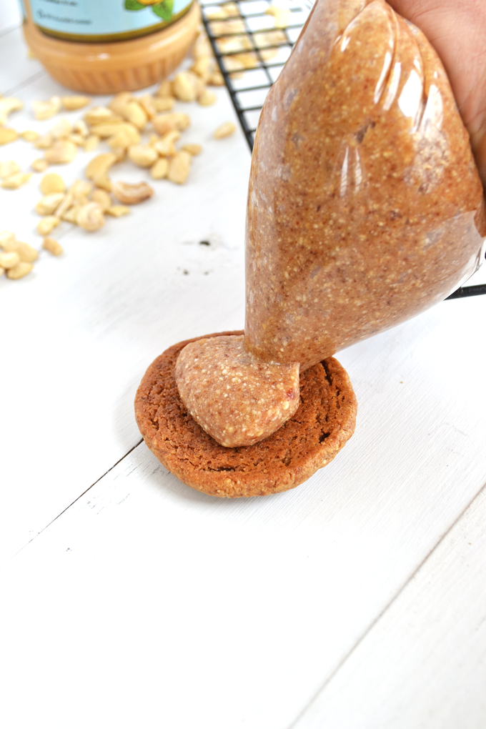 These Cashew Cookies with Salted Date Caramel Filling are Paleo, Grain Free, Dairy Free and SO DELICIOUS!