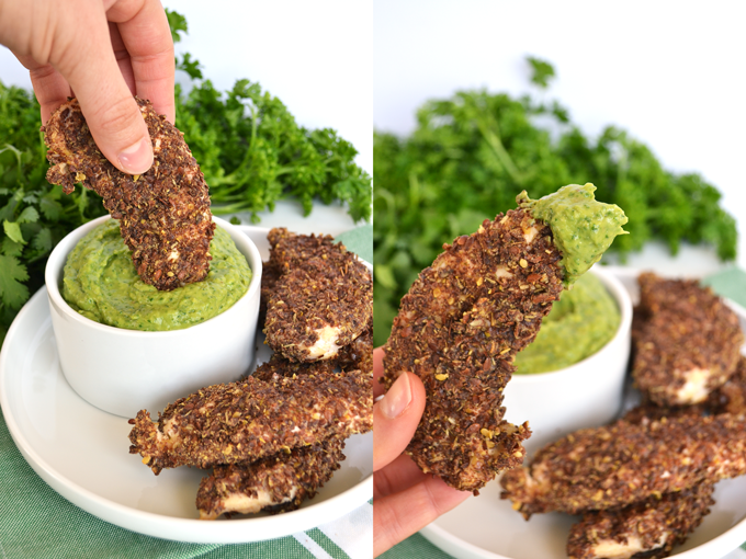 Garden Herb Crusted Chicken Tenders - Two Moms in The Raw Garden Herb crackers crushed for the coating! Paleo & Whole 30!