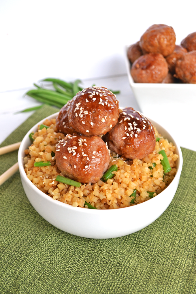 These Asian Turkey Meatballs are coated with a Whole 30 approved Teriyaki sauce that is sweetened with orange juice! These a super easy weeknight meal!