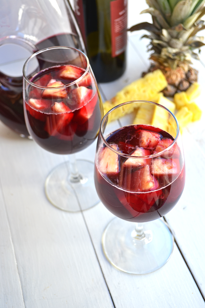 Passion Tea Sangria! A simple mix of passion tea, red wine, rum and ginger beer! Perfect spring or summer cocktail!
