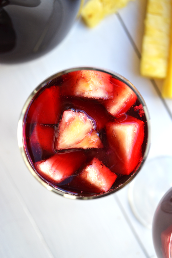 Passion Tea Sangria! A simple mix of passion tea, red wine, rum and ginger beer! Perfect spring or summer cocktail!