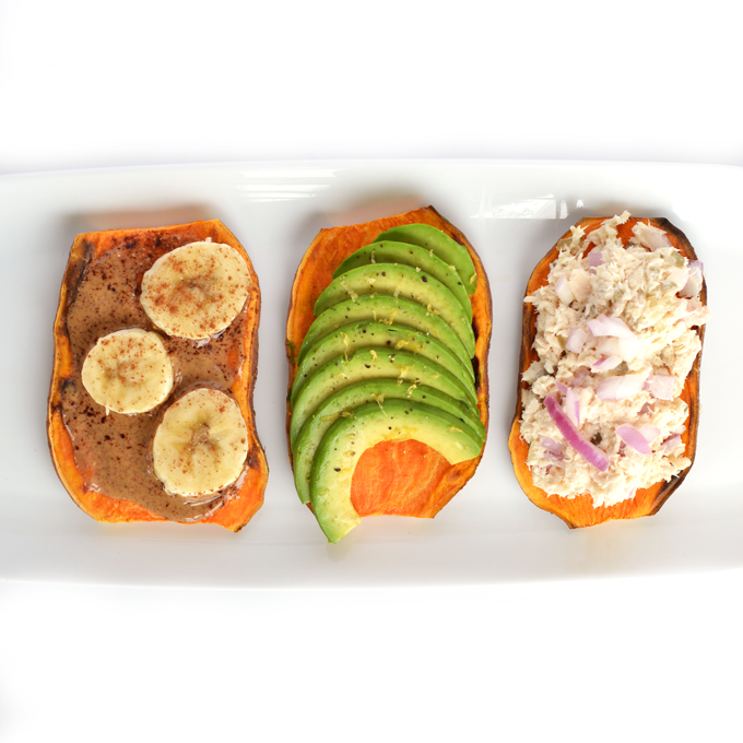 Sweet Potato Toast: 3 Ways! A great paleo & Whole30 alternative to wheat toast! Top with Almond Butter & Bananas, Avocado or Tuna!