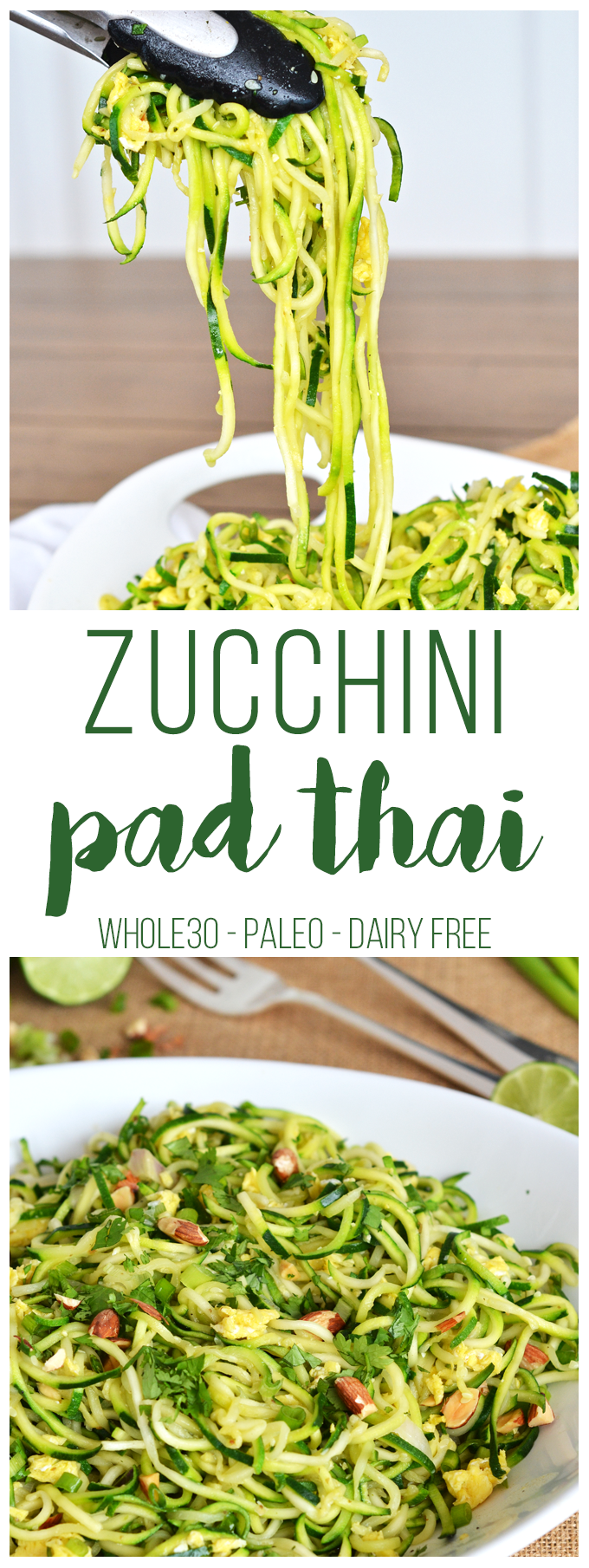 This Zucchini Pad Thai is a perfect Whole30 meal! No added sugar, grain-free and full of flavor!