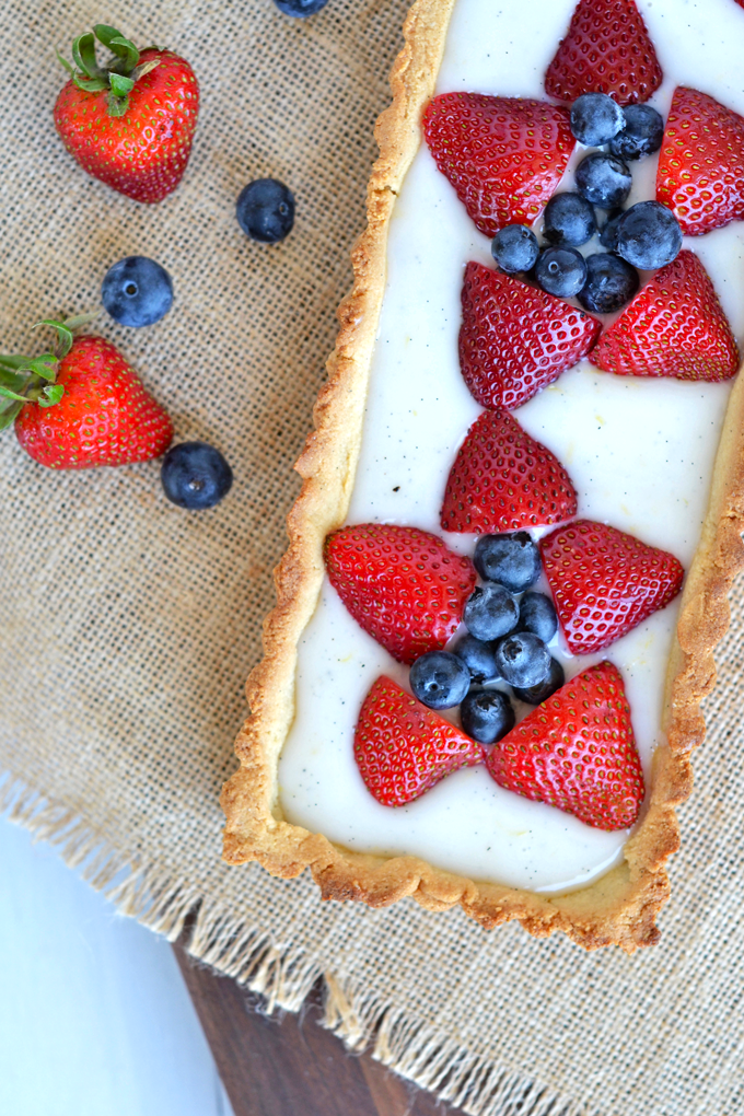 This Berry Tart with Grain Free Vanilla Almond Crust is a perfect summer dessert!