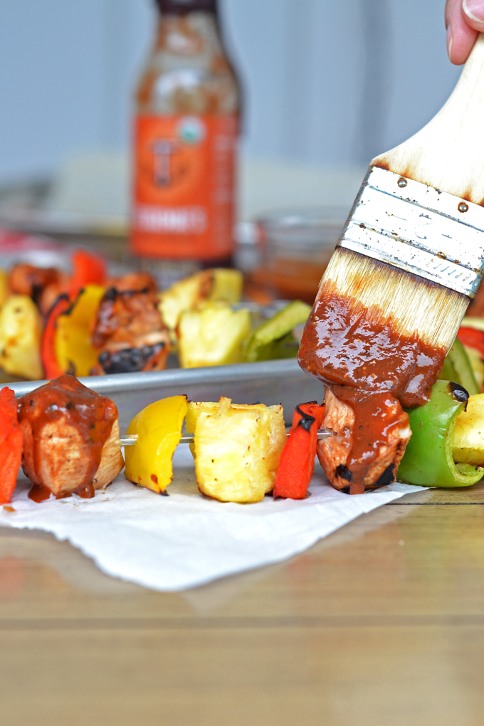 These Pineapple BBQ Chicken Skewers are perfect for grilling season! Whole30 approved with Tessemae's BBQ Sauce!