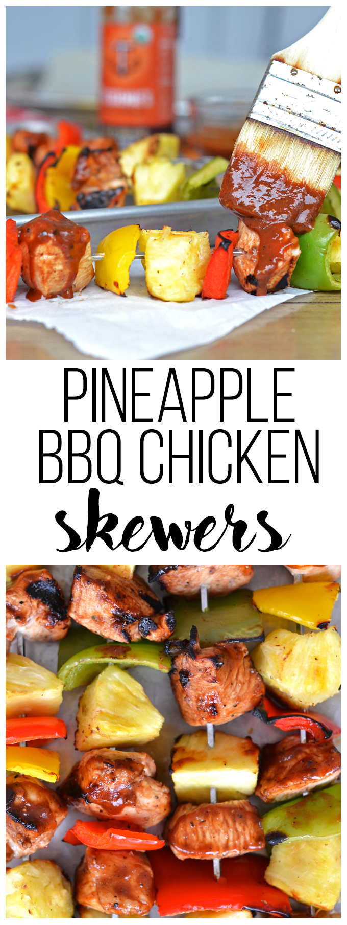 These Pineapple BBQ Chicken Skewers are perfect for grilling season! Whole30 approved with Tessemae's BBQ Sauce!