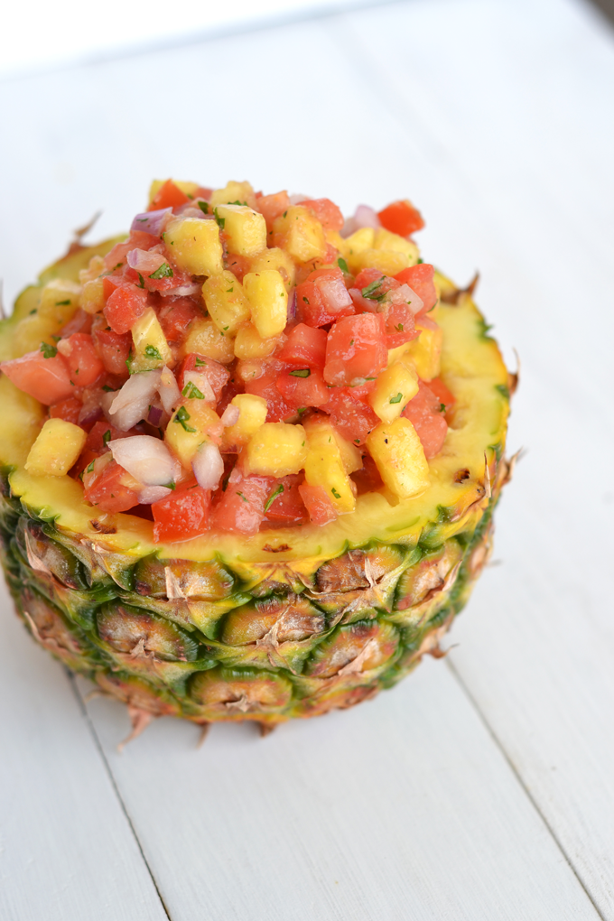 This simple Pineapple Salsa is a perfect top on tacos or pulled pork! 
