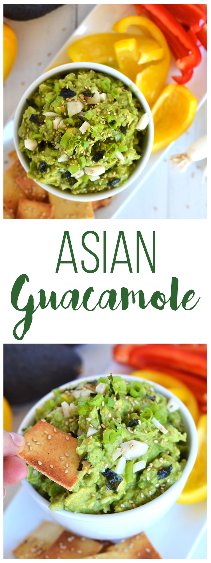 Want a new twist of guacamole? This Asian Guacamole has just a few ingredients and goes great as a dip or topping to any asian inspired meal! It is Whole30 and Paleo approved!