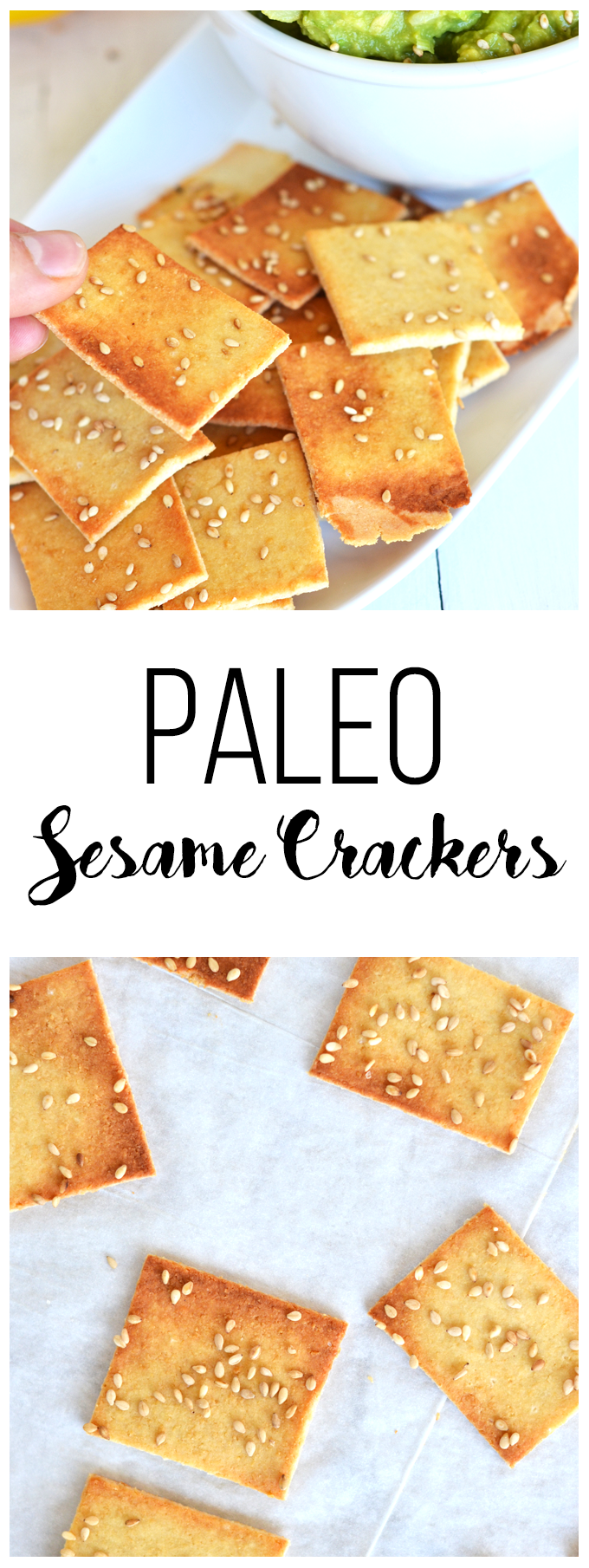 These Paleo Sesame Crackers have only 5 ingredients and come together in no time! Perfect for a grain-free appetizer!