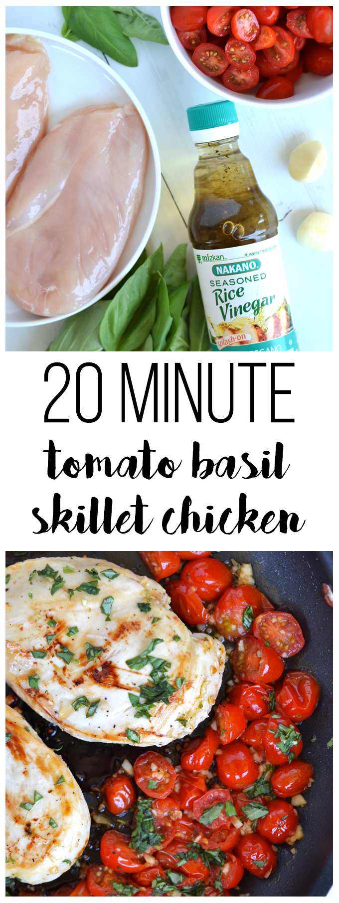 This 20 Minute Tomato Basil Skillet Chicken is a perfect healthy weeknight dinner!