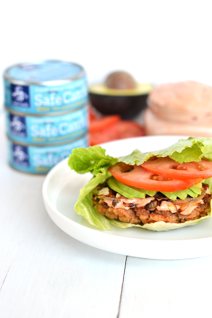 These California Tuna Burgers are easy to throw together and a great way to get lots of protein and few calories. This Safe Catch Tuna is the lowest mercury tuna you can find - perfect for athletes, kids and women who are pregnant!