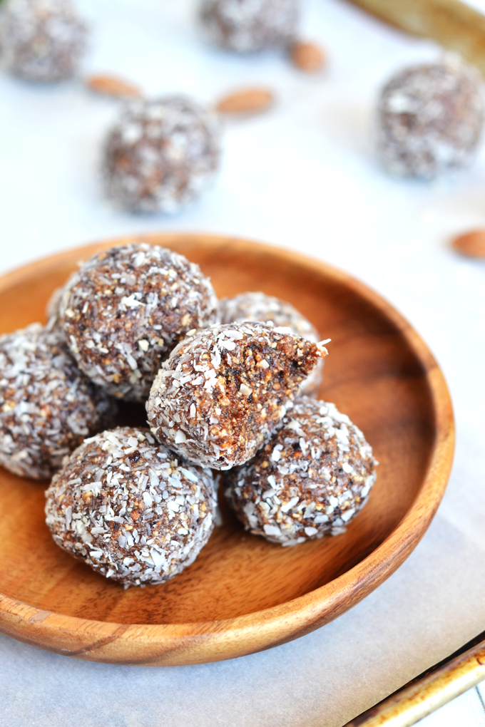 Cherry Lime Energy Balls - a simple mix of dates, dried cherries, almonds and lime make for a perfect snack on the go!