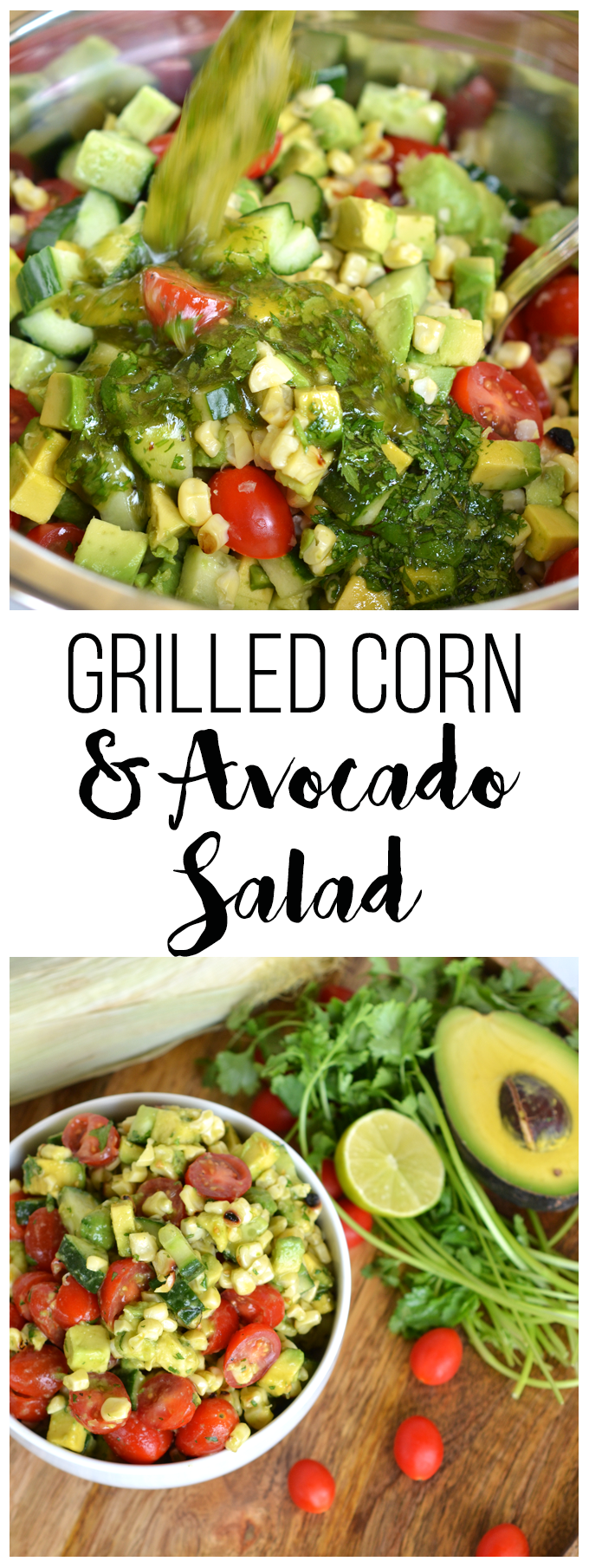 This Grilled Corn and Avocado Salad is the perfect healthy side dish for any party!