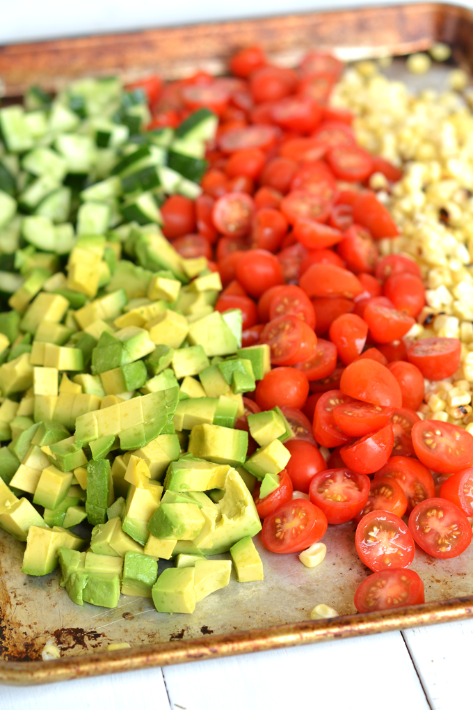 This Grilled Corn and Avocado Salad is the perfect healthy side dish for any party!