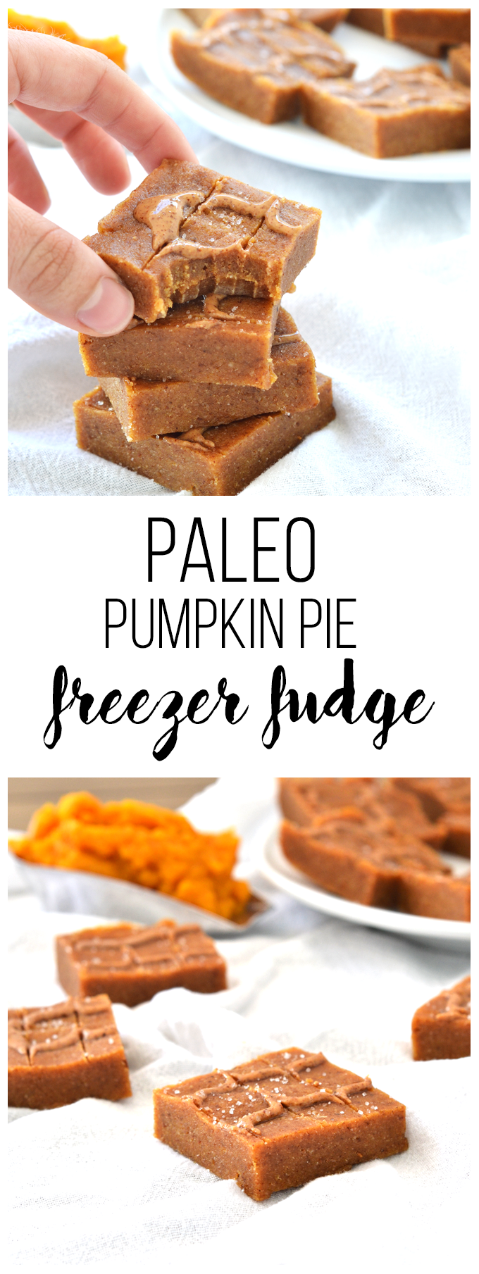 This Paleo Pumpkin Pie Freezer Fudge is the perfect clean & easy fall treat! 