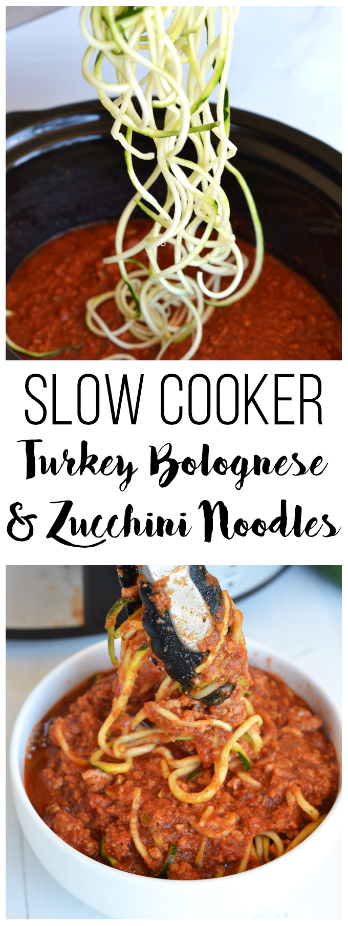 This Slow Cooker Turkey Bolognese and Zucchini Noodles are the perfect quick, easy and healthy weeknight meal! Just a few ingredients and it is Paleo & Whole30 compliant!