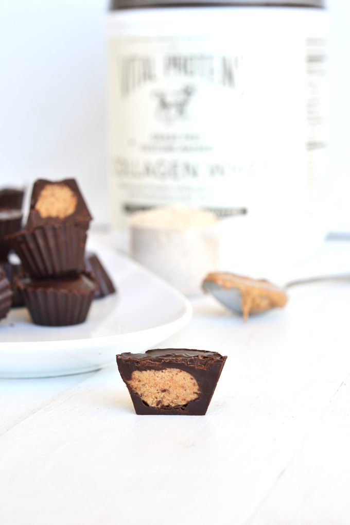 These Vanilla Almond Protein Cups are the perfect, protein packed treat! Using Vital Proteins Collagen Whey adds the flavor and protein!