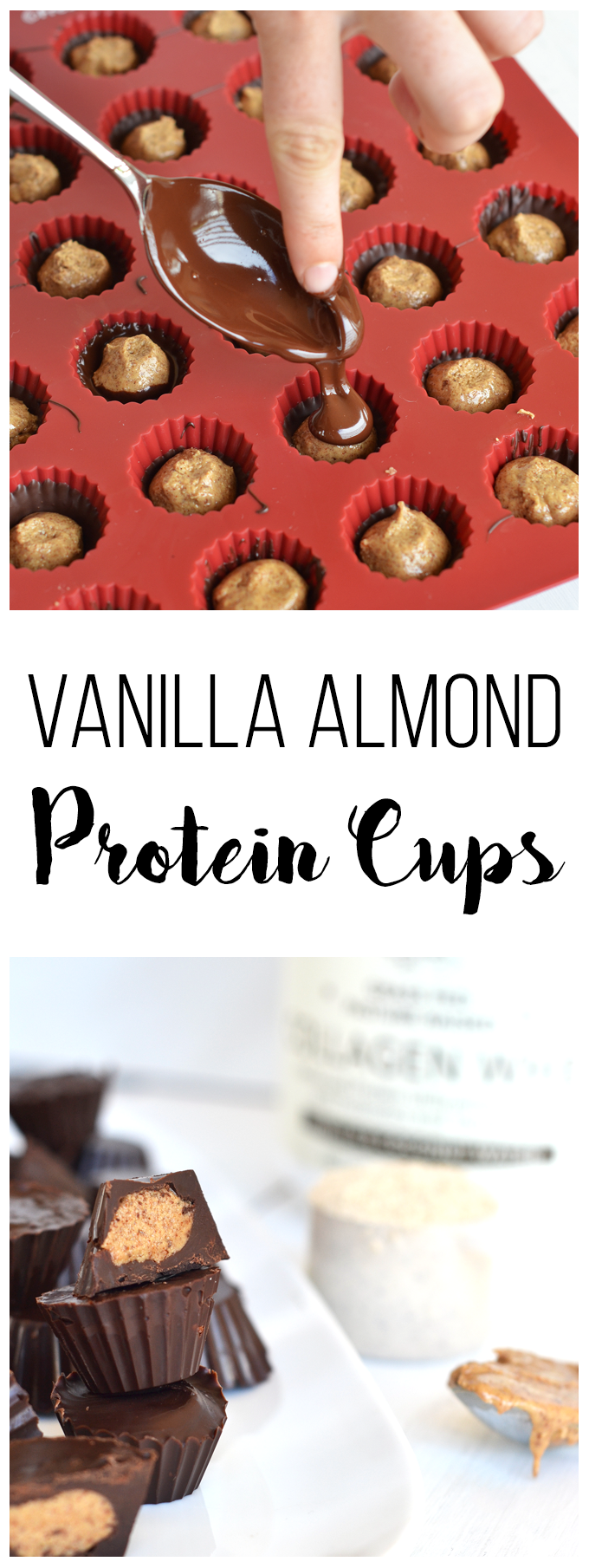 These Vanilla Almond Protein Cups are the perfect, protein packed treat! Using Vital Proteins Collagen Whey adds the flavor and protein!